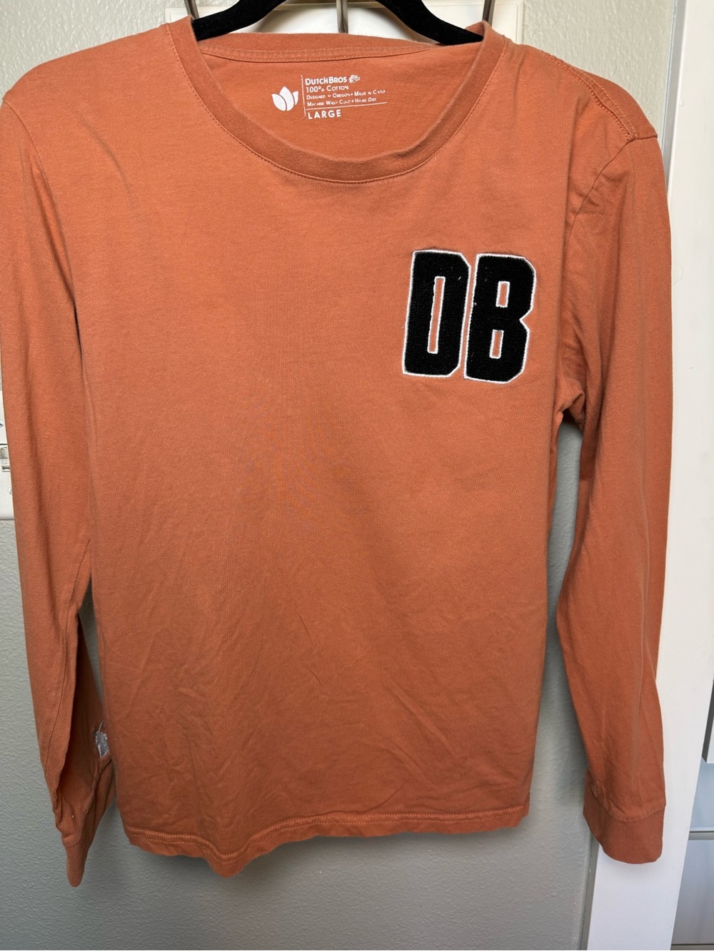 Dutch Bros Coffee Long Sleeve Shirt Large Orange Stay True Oregon Graphic Tee